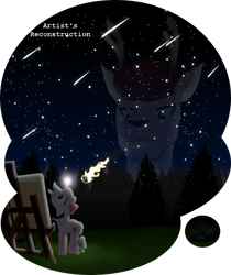 Size: 1336x1588 | Tagged: safe, artist:equestriaexploration, oc, oc:meadow step, alicorn, deer, pony, elements of justice, canvas, female, forest, mare, meteor, nature, night, painting, shooting star, stars, tree