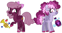 Size: 3305x1773 | Tagged: safe, artist:strawberry-spritz, oc, oc only, earth pony, pegasus, pony, female, filly, foal, half-siblings, magical lesbian spawn, offspring, parent:berry punch, parent:derpy hooves, parent:octavia melody, parents:berrytavia, parents:derpypunch, simple background, transparent background