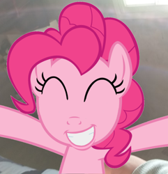 Size: 888x923 | Tagged: safe, artist:williamtheofficial, pinkie pie, earth pony, g4, eyes closed, female, hug, smiling