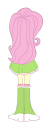Size: 631x1753 | Tagged: safe, artist:qbert2kcat, fluttershy, human, equestria girls, g4, back of head, boots, clothes, female, high heel boots, rear view, shirt, shoes, simple background, skirt, socks, solo, transparent background