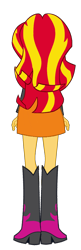 Size: 538x1670 | Tagged: safe, artist:qbert2kcat, sunset shimmer, human, equestria girls, g4, back of head, boots, clothes, female, high heel boots, jacket, rear view, shirt, shoes, simple background, skirt, solo, transparent background