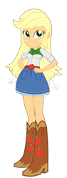 Size: 635x1693 | Tagged: safe, artist:qbert2kcat, applejack, equestria girls, g4, belt, boots, clothes, cowboy boots, cowgirl, high heel boots, shirt, shoes, simple background, skirt, solo, transparent background