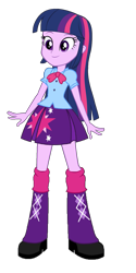 Size: 825x1644 | Tagged: safe, artist:qbert2kcat, twilight sparkle, equestria girls, g4, puffy sleeves, simple background, solo, transparent background, twilight sparkle's boots, twilight sparkle's clothes, twilight sparkle's skirt