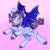 Size: 2048x2048 | Tagged: safe, artist:cocopudu, oc, oc only, oc:flutterbug, bat pony, pony, band-aid, band-aid on nose, bat pony oc, blaze (coat marking), blue coat, bracelet, braid, braided tail, cheek fluff, chest fluff, cloven hooves, coat markings, collar, colored, colored hooves, colored wings, concave belly, coontails, dyed mane, ear fluff, ear piercing, ear tufts, earring, eye, eyelashes, eyes, eyes do not belong there, facial markings, fangs, flying, gradient background, gray hooves, gray tail, hair accessory, hairclip, heart collar, industrial piercing, jewelry, leg fluff, mane accessory, multicolored mane, piercing, purple eyes, raised hooves, rearing, shiny eyes, shiny mane, shiny tail, signature, solo, spiked collar, spread wings, tail, tied tail, two toned wings, wings