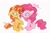 Size: 1181x789 | Tagged: safe, artist:bilidongdong, pinkie pie, sunset shimmer, earth pony, pony, unicorn, g4, boop, drink umbrella, duo, duo female, female, floppy ears, food, horn, looking at each other, looking at someone, mare, simple background, smiling, whipped cream, white background