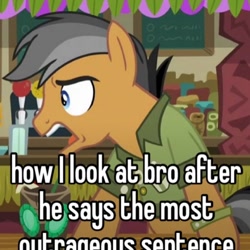 Size: 952x952 | Tagged: safe, edit, edited screencap, screencap, quibble pants, pony, g4, stranger than fan fiction, caption, cropped, image macro, male, shitposting, solo, stallion, text