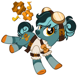 Size: 1480x1459 | Tagged: safe, artist:strawberry-spritz, oc, earth pony, pony, clothes, female, goggles, magical lesbian spawn, mare, offspring, parent:lyra heartstrings, parent:octavia melody, parents:octyra, shirt, simple background, solo, transparent background