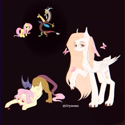 Size: 2048x2048 | Tagged: safe, artist:cryweas, discord, fluttershy, oc, hybrid, g4, interspecies offspring, offspring, parent:discord, parent:fluttershy, parents:discoshy