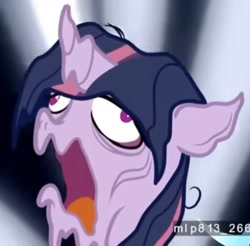 Size: 1312x1290 | Tagged: safe, screencap, mean twilight sparkle, alicorn, pony, g4, the mean 6, death, deleted scene, melting, open mouth, solo, you know for kids, you ruined everything