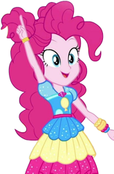 Size: 1660x2520 | Tagged: safe, artist:mrtoonlover83, edit, edited screencap, screencap, pinkie pie, human, equestria girls, equestria girls specials, g4, my little pony equestria girls: sunset's backstage pass, 2d, female, geode of sugar bombs, golden oaks library, hair bun, magical geodes, not a vector, open mouth, open smile, pointing, simple background, smiling, solo, transparent background, wrist cuffs