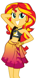 Size: 3000x6254 | Tagged: safe, artist:qbert2kcat, sunset shimmer, human, equestria girls, g4, arm behind head, armpits, bare shoulders, female, grin, simple background, sleeveless, smiling, smirk, solo, sunset shimmer swimsuit, transparent background