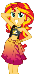 Size: 3000x6254 | Tagged: safe, artist:qbert2kcat, sunset shimmer, human, g4, female, simple background, smiling, smirk, solo, sunset shimmer swimsuit, transparent background