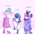 Size: 1965x1959 | Tagged: safe, artist:aztrial, opaline arcana, princess celestia, princess luna, alicorn, anthro, plantigrade anthro, g4, g5, alternate universe, clothes, female, horn, royal sisters, siblings, sisters, skyros, toga, trio, wall of text in the description, wings, younger
