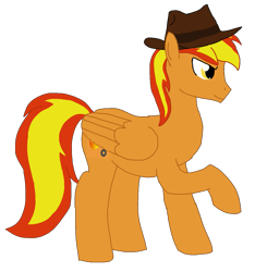 Size: 1299x1389 | Tagged: safe, artist:mlp-headstrong, oc, oc:firey ratchet, pegasus, fedora, hat, male, simple background, solo, transparent background