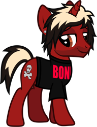Size: 836x1092 | Tagged: safe, artist:lightningbolt, derpibooru exclusive, pony, unicorn, .svg available, all time low, clothes, dyed mane, dyed tail, ear piercing, facial hair, horn, jack barakat, lidded eyes, looking at you, piercing, ponified, shirt, show accurate, simple background, solo, standing, svg, t-shirt, tail, transparent background, vector