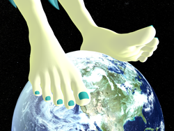 Size: 5000x3750 | Tagged: safe, artist:dragonalex555, juniper montage, equestria girls, g4, 3d, barefoot, close-up, drumming, drumming feet, earth, feet, feet on earth, female, fetish, foot fetish, foot tapping, galaxy, giantess, macro, mmd, nail polish, soles, space, tangible heavenly object, toenail polish, toes