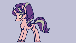 Size: 1280x738 | Tagged: safe, artist:disaterror, starlight glimmer, pony, unicorn, g4, animated, colored, colored hooves, curved horn, evil smile, female, flat colors, frame by frame, gif, gray background, grin, horn, leaping, mare, narrowed eyes, no catchlights, pink coat, ponytail, prancing, running, s5 starlight, shrunken pupils, simple background, smiling, solo, tail, teeth, tied mane, two toned mane, two toned tail, unshorn fetlocks, zoomies