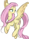 Size: 1080x1440 | Tagged: safe, artist:haooxiangpichinini, fluttershy, flying, simple background, solo, white background