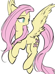 Size: 1080x1440 | Tagged: safe, artist:haooxiangpichinini, fluttershy, g4, flying, simple background, solo, white background
