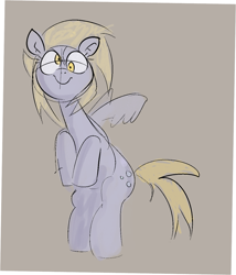 Size: 1105x1289 | Tagged: safe, artist:notsafeforsanity, derpy hooves, pegasus, g4, beige background, cute, derpabetes, simple background, sketch, solo, standing on two hooves