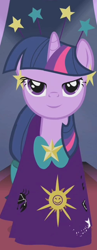 Size: 250x645 | Tagged: safe, edit, edited screencap, editor:twilyisbestpone, screencap, twilight sparkle, pony, unicorn, g4, season 1, suited for success, bow, clothes, constellation, constellation dress, dress, ear piercing, earring, female, headband, horn, inverted mouth, jewelry, lidded eyes, mare, piercing, smiling, solo, tail, tail bow