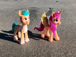 Size: 4000x3000 | Tagged: safe, artist:dingopatagonico, hitch trailblazer, sunny starscout, alicorn, earth pony, g5, duo, duo male and female, female, male, photo, toy
