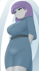 Size: 1832x3342 | Tagged: safe, artist:batipin, maud pie, equestria girls, g4, breasts, busty maud pie, clothes, dress, female, hands behind back, looking at you, looking down, looking down at you