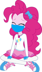 Size: 2766x4672 | Tagged: safe, artist:brokenadam, artist:limedazzle, pinkie pie, equestria girls, g4, my little pony equestria girls: better together, absurd resolution, bow, clothes, coronavirus, covid-19, face mask, gloves, long sleeves, mask, pinkie pie's rah rah skirt, rah rah skirt, simple background, skirt, transparent background