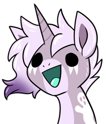 Size: 440x514 | Tagged: safe, artist:warlockmaru, oc, oc only, oc:maru, pony, unicorn, bust, coat markings, dot eyes, excited, horn, looking at you, open mouth, open smile, portrait, simple background, smiling, solo, transparent background