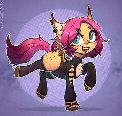 Size: 1056x1000 | Tagged: safe, artist:sparkling_light, oc, oc only, bat pony, chest fluff, collar, ear piercing, earring, female, freckles, human shoulders, jewelry, npn (nightmare pony night), piercing, solo, spiked collar