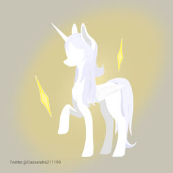 Size: 2000x2000 | Tagged: safe, artist:cassandra211190, oc, oc only, oc:κασσάνδρα, alicorn, pony, alicorn oc, folded wings, gradient background, horn, silhouette, slender, solo, thin, wings