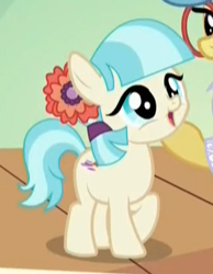 Size: 327x421 | Tagged: safe, edit, edited screencap, screencap, charity kindheart, coco pommel, g4, made in manehattan, cocobetes, cute, female, filly, flower, flower in hair, foal