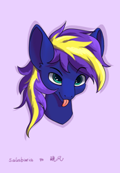 Size: 1640x2360 | Tagged: safe, oc, oc only, pegasus, profile, purple background, simple background, solo, tongue out