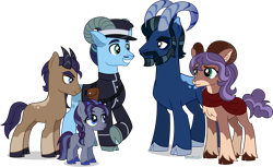Size: 6519x4000 | Tagged: safe, artist:limedazzle, oc, oc only, oc:aamon, oc:alexei, oc:daria, oc:kemiran, oc:victoria, goat, goat pony, absurd resolution, female, male, simple background, transparent background