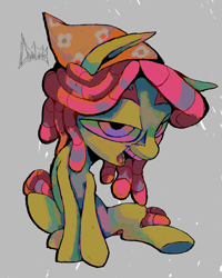Size: 1080x1350 | Tagged: safe, artist:deviledlobster, tree hugger, earth pony, pony, sitting, solo
