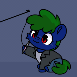 Size: 600x600 | Tagged: safe, artist:sugar morning, oc, oc only, oc:four waters, earth pony, fallout equestria, :3, animated, behaving like a cat, clothes, cute, earth pony oc, gif, jacket, leather, leather jacket, ocbetes, painkiller, pants, scar, shirt, simple background, sitting, solo