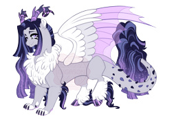 Size: 4300x3000 | Tagged: safe, artist:gigason, oc, oc only, oc:legedermain, draconequus, hybrid, chest fluff, clothes, cloven hooves, coat markings, colored claws, colored hooves, colored horn, colored pinnae, colored wings, curled horns, curling horn, draconequus oc, elbow fluff, fetlock tuft, gradient hooves, gradient mane, gradient tail, hoof polish, horn, horns, hybrid wings, interspecies offspring, lavender eyes, lidded eyes, multicolored horn, multicolored wings, nonbinary, obtrusive watermark, offspring, parent:discord, parent:twilight sparkle, parents:discolight, partially open wings, paws, purple eyes, raised hoof, ruff, shiny hooves, simple background, socks, socks (coat markings), solo, sparkly mane, sparkly tail, spiked horn, spiked tail, spikes, standing, striped horn, tail, transparent background, transparent wings, unshorn fetlocks, watermark, wings