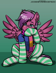 Size: 3169x4093 | Tagged: safe, artist:jcosneverexisted, oc, oc only, pegasus, pony, blushing, clothes, commission, looking at you, male, socks, solo, stallion, ych result