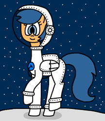 Size: 840x970 | Tagged: safe, artist:gillianthecreator36, first base, pegasus, pony, g4, adorabase, astronaut, astronaut first base, closed mouth, cute, female, folded wings, helmet, looking at you, mare, moon, older, older first base, pegasus first base, race swap, smiling, smiling at you, solo, space, space helmet, spacesuit, stars, walking, wings