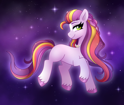 Size: 2556x2182 | Tagged: safe, artist:emera33, sunny starscout's mother, earth pony, pony, g5, long mane, smiling, solo, stars