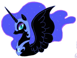Size: 1025x780 | Tagged: safe, artist:moondeer1616, nightmare moon, alicorn, g4, female, jewelry, mare, ms paint, regalia, simple background, slit pupils, solo, white background