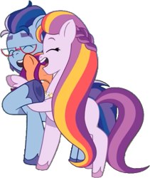 Size: 455x540 | Tagged: safe, edit, edited screencap, editor:pascalmulokozi2, screencap, argyle starshine, sunny starscout, sunny starscout's mother, earth pony, pony, g5, my little pony: tell your tale, written in the starscouts, spoiler:g5, spoiler:my little pony: tell your tale, spoiler:tyts02e11, background removed, family, female, filly, filly sunny starscout, holding a pony, hug, male, mare, not a vector, simple background, stallion, transparent background, younger