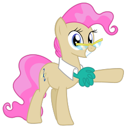 Size: 1784x1797 | Tagged: safe, alternate version, artist:sketchmcreations, mayor mare, earth pony, pony, g4, alternate hair color, cravat, female, glasses, mare, non-dyed mayor, pink hair, pink mane, raised hoof, simple background, smiling, solo, transparent background, vector