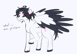 Size: 2300x1600 | Tagged: safe, artist:slapearl, oc, oc only, pegasus, pony, colored wings, eye clipping through hair, eyebrows, eyebrows visible through hair, female, mare, ponytail, simple background, solo, white background, wings