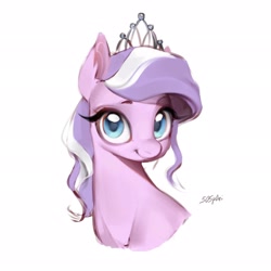 Size: 2048x2048 | Tagged: safe, artist:505p0ni, diamond tiara, earth pony, pony, g4, bust, female, filly, foal, jewelry, simple background, solo, tiara, white background