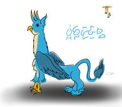 Size: 3200x2800 | Tagged: safe, artist:horsesplease, gallus, hitch trailblazer, griffon, unown, g4, g5, aseel, aseel chicken, doodle, gallus the rooster, insanity, long neck, pokémon, sad hitch, simple background, white background, wing ears, wings