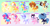 Size: 4432x2302 | Tagged: safe, artist:janegumball, oc, oc only, oc:angel eyes, oc:bubblegum, oc:chip, oc:cupcake, oc:dead beat, oc:go-go, oc:rinky-dink, oc:shiver, oc:snicker doodle, oc:twinkle, earth pony, pegasus, pony, unicorn, zebra, blaze (coat marking), blue eyelashes, blue sclera, bow, choker, clothes, coat markings, colored eyelashes, colored horn, colored pupils, colored sclera, colored wings, colored wingtips, ear piercing, earring, earth pony oc, facial markings, folded wings, freckles, gradient background, gradient mane, gradient tail, hair bow, hair over eyes, hairclip, headband, heart, heart eyes, high res, horn, jewelry, leg warmers, leonine tail, leotard, not trixie, orange eyelashes, orange pupils, pegasus oc, piercing, pigtails, pink pupils, purple eyelashes, purple pupils, raised hoof, roller skates, skates, socks, socks (coat markings), spiked choker, spread wings, sweatband, tail, tail bow, unicorn oc, wingding eyes, wings, zebra oc