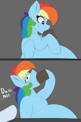 Size: 2000x3000 | Tagged: safe, artist:astrum, part of a set, rainbow dash, soarin', pegasus, pony, g4, belly, big belly, chest fluff, couple, dialogue, digital art, duo, duo male and female, eating, faic, fat, feedee, feeder, female, human shoulders, literal minded, male, mare, misunderstanding, mug, object vore, open mouth, rainblob dash, rainbow dumb, ship:soarindash, shipping, stallion, straight, that pony sure does love cider, tubby wubby pony waifu