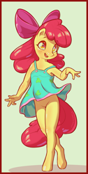 Size: 939x1870 | Tagged: safe, artist:stratodraw, apple bloom, anthro, unguligrade anthro, g4, featureless crotch, female, solo