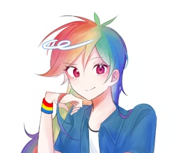 Size: 778x685 | Tagged: safe, artist:rainn__1026, rainbow dash, human, equestria girls, g4, clothes, cute, human coloration, simple background, solo, white background